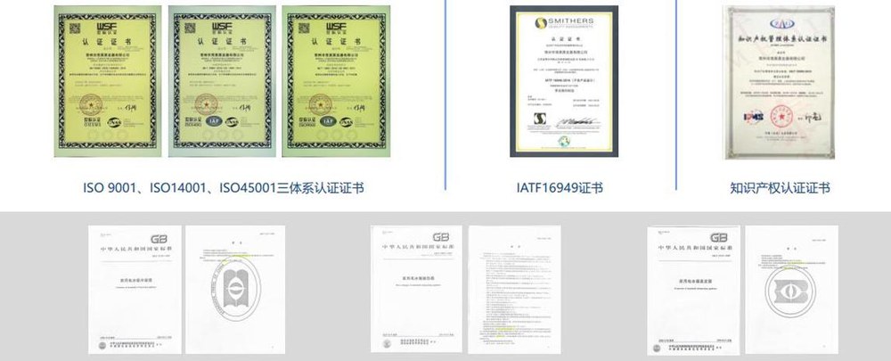 ISO 9001, ISO 14001, ISO 45001, IATF 16949 인증서